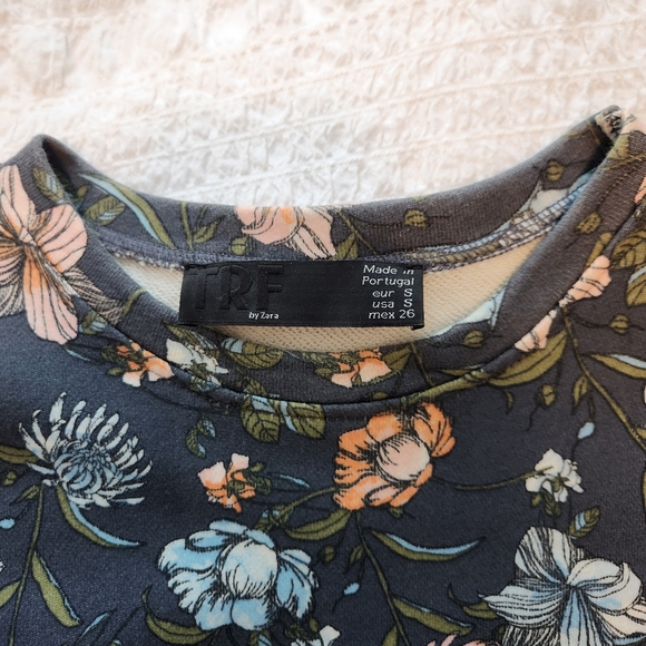 Zara Floral Longsleeve Sweater Minidress Size Small - Picture 5 of 7